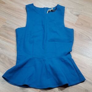 🔺️NWT Zara Blue Peplum Sleeveless Top XSmall
